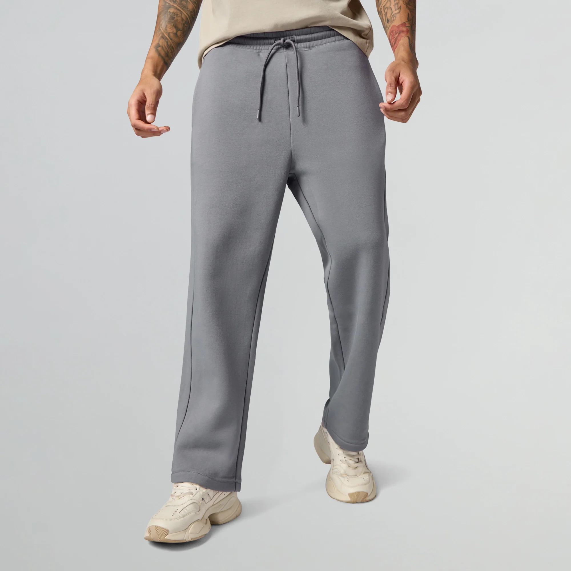 Pulse French Terry Cotton Blend Oversized Hoodie And Sweatpants Co Ord Set Pitch Black And Opal Grey - Image 2