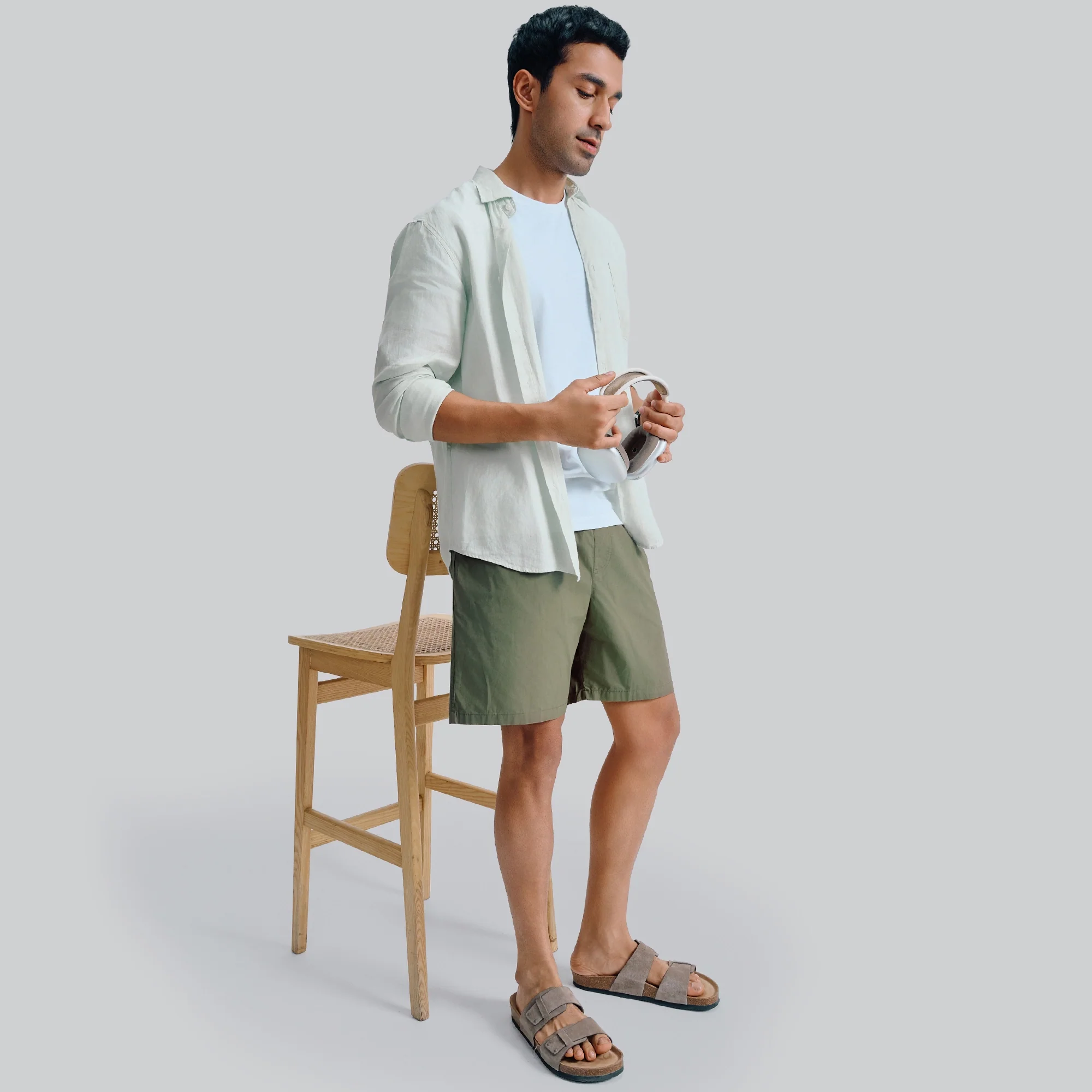 Zen Cotton Easy Shorts Olive Green - Image 3